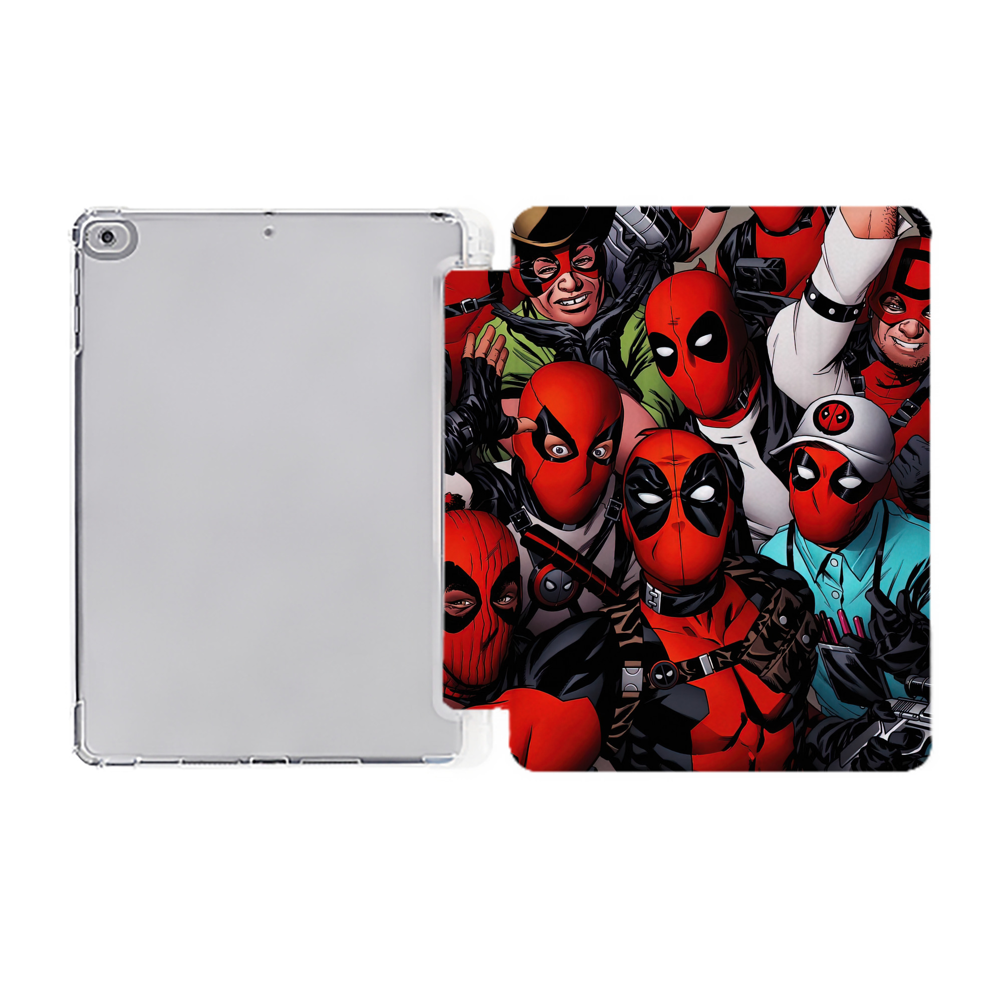 （画像用） Deadpool デッドプール IPad ケース ペン収納付き 三つ折りスタンド PUレザー×シリコン 対応機種9.5/10.5/10.9インチ